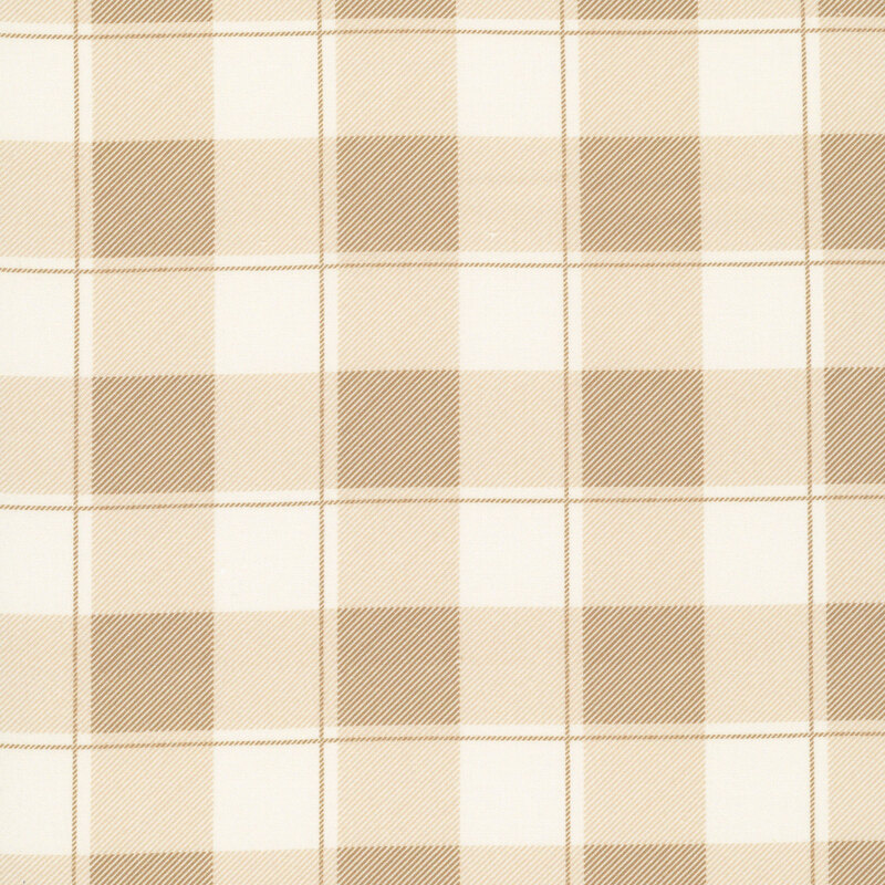 A light camel plaid fabric swatch.