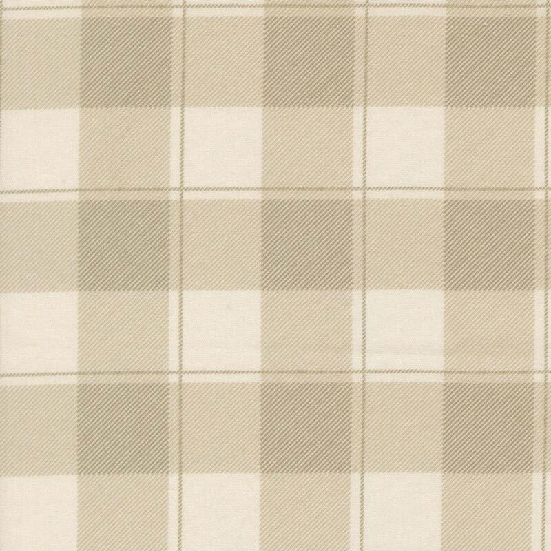 A stone gray plaid fabric swatch.