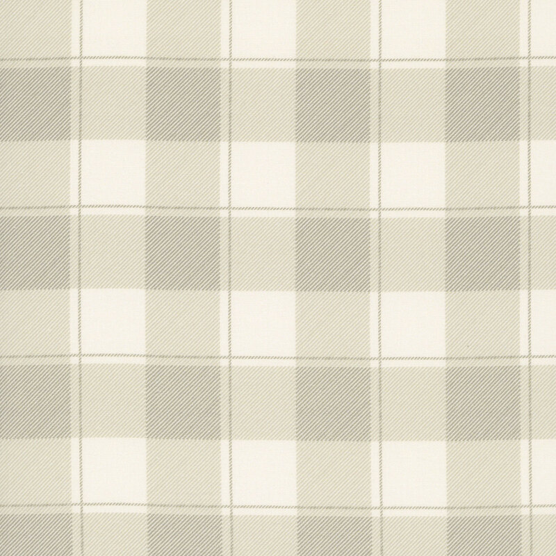 A stone gray plaid fabric swatch.