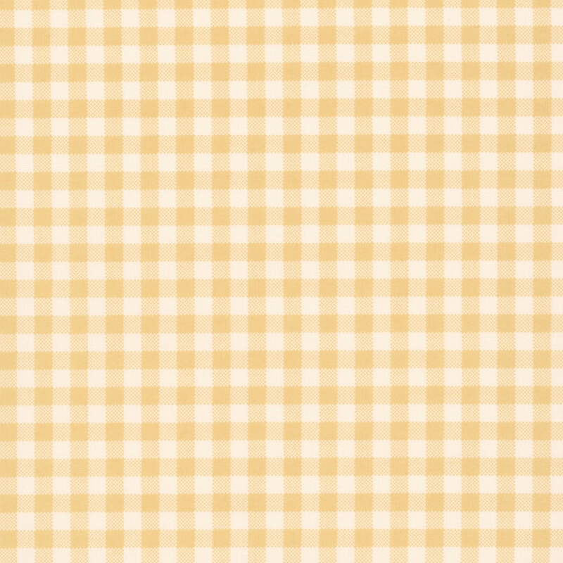 Goldenrod yellow and cream gingham fabric