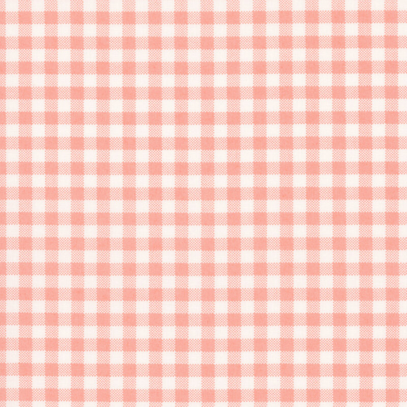 Peach and cream gingham fabric