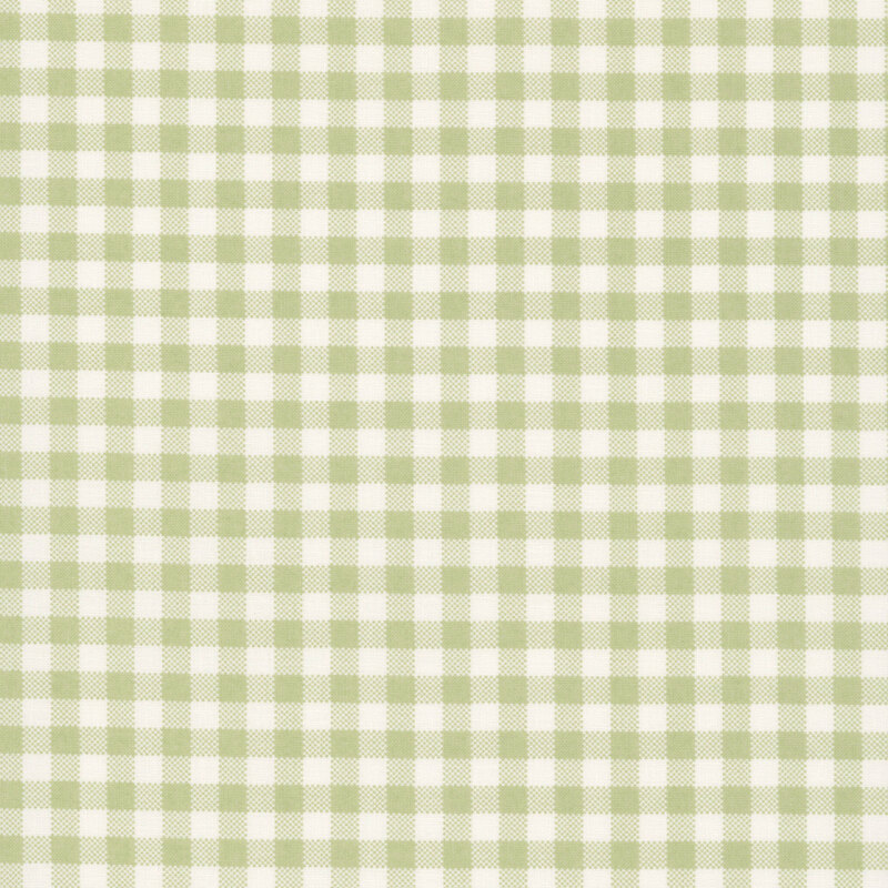 Pear green and cream gingham fabric
