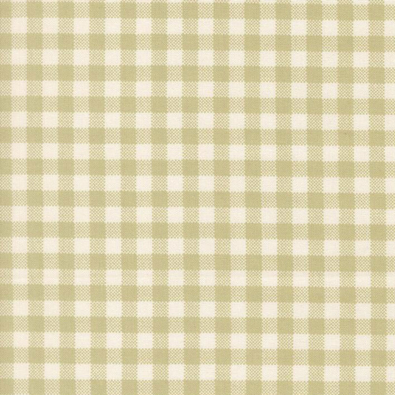 Pear green and cream gingham fabric