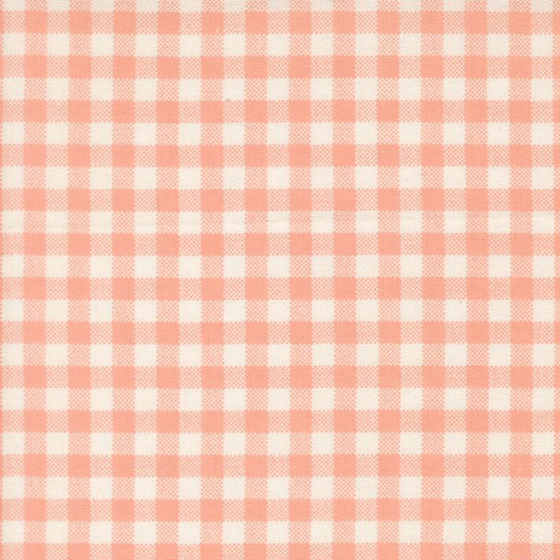 Peach and cream gingham Quilting Cuddle fabric.
