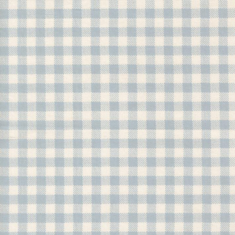 Baby blue and cream gingham Quilting Cuddle fabric.