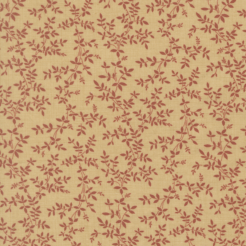 A buff fabric featuring a red vine print.