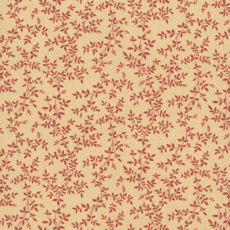 A buff fabric featuring a red vine print.