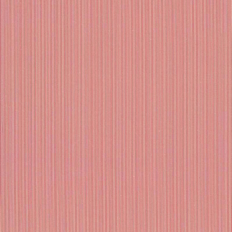 Rouge red and ivory striped fabric swatch.