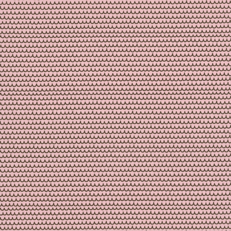 A blush fabric swatch featuring brown scalloped lines.