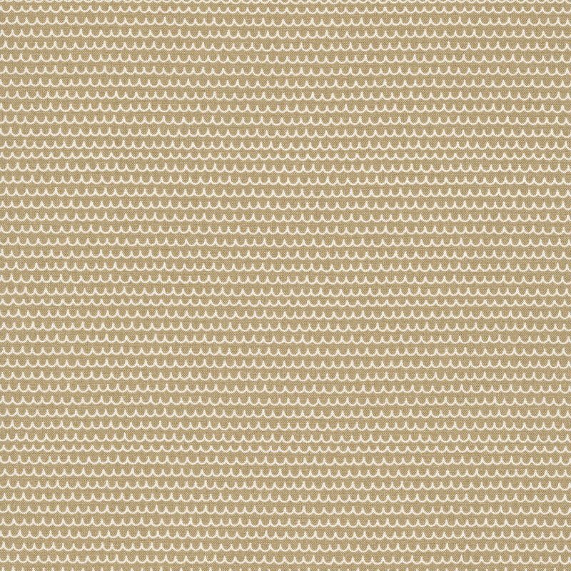 A tan fabric swatch featuring brown scalloped lines.