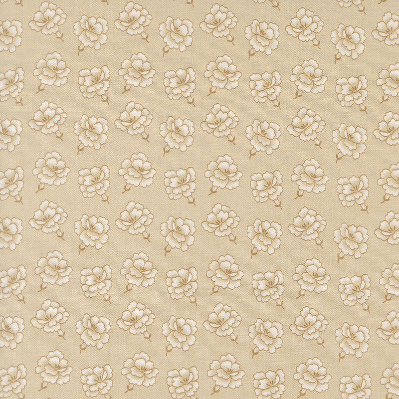 Light sand fabric swatch featuring a repeating tonal rose print