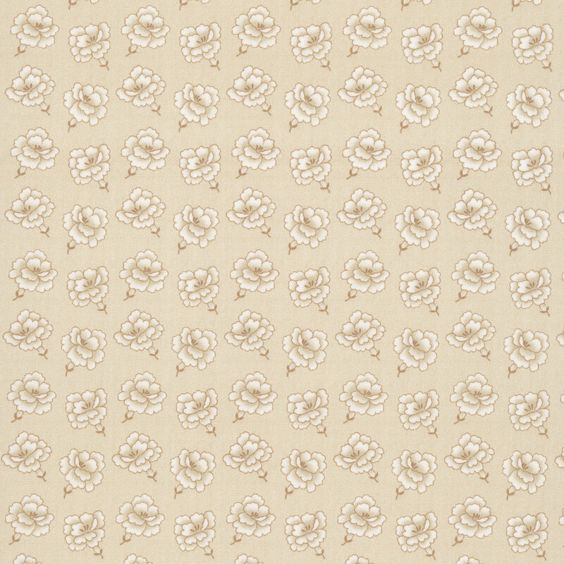 Light sand fabric swatch featuring a repeating tonal rose print