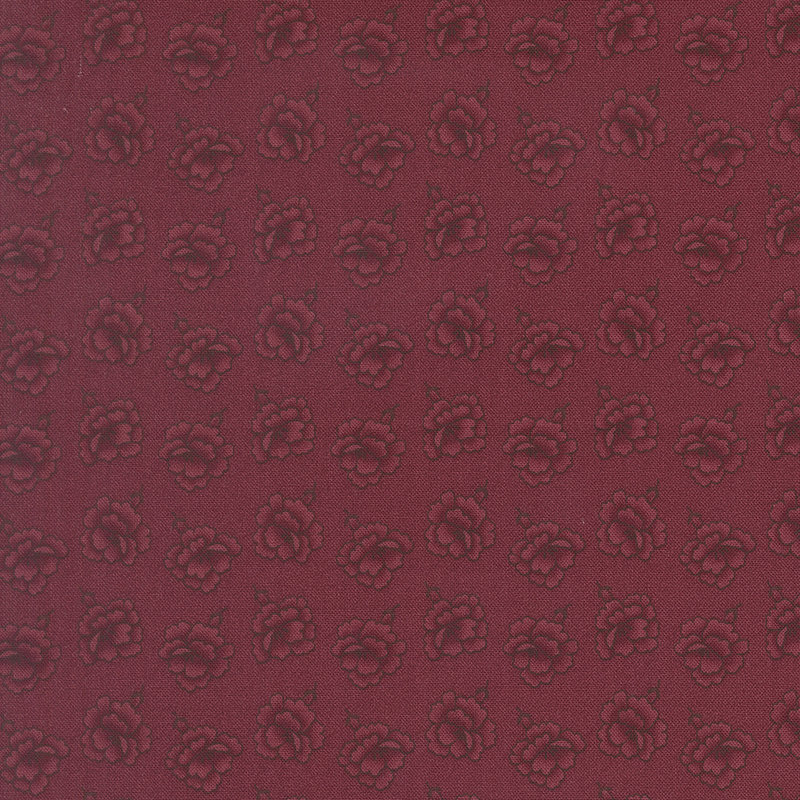 Black cherry fabric swatch featuring a repeating tonal rose print