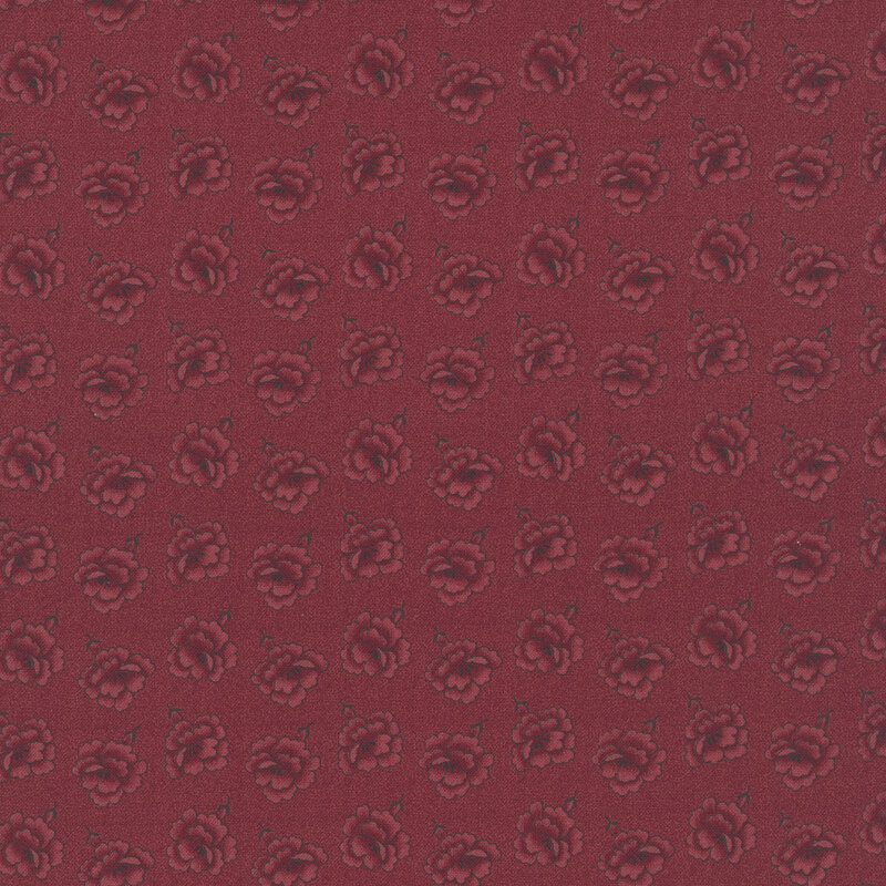 Black cherry fabric swatch featuring a repeating tonal rose print