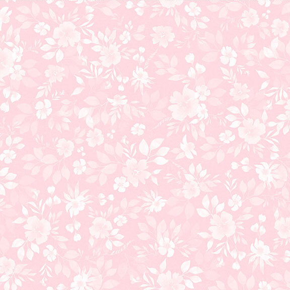 Ballerina pink fabric featuring white and blush florals and greenery.