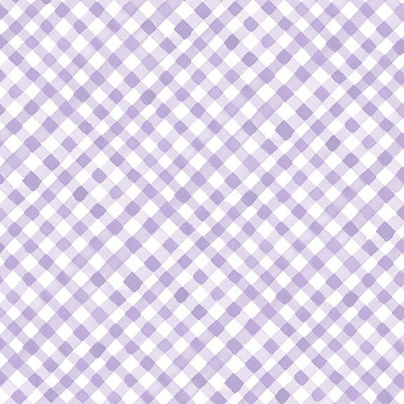 Lavender and white gingham plaid fabric.