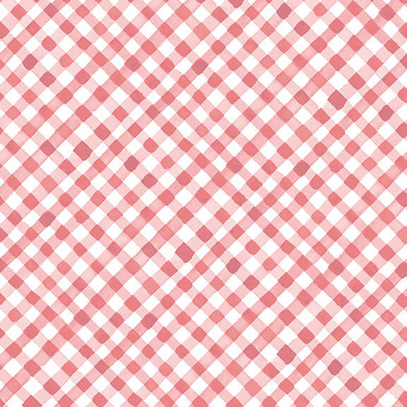Dark rose and white gingham plaid fabric.
