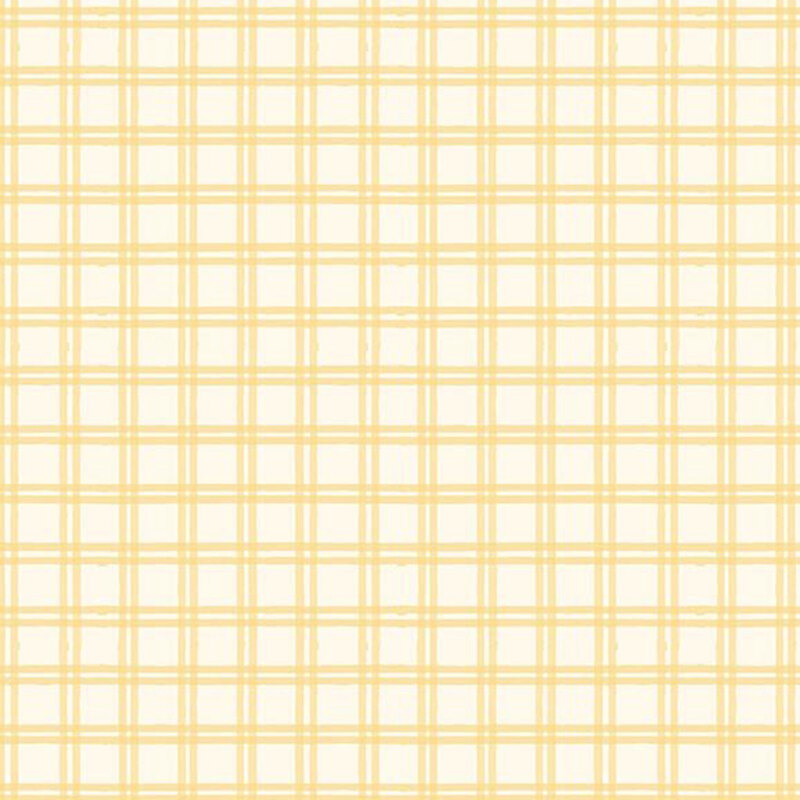 Cream fabric with a classic plaid pattern accented with yellow for a timeless, versatile look.