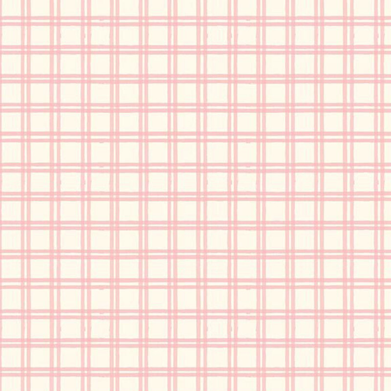 Cream fabric features a classic plaid pattern accented with pink for a timeless, versatile look.