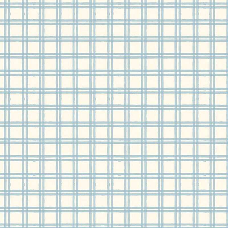 Cream fabric with a classic plaid pattern accented with blue for a timeless, versatile look.