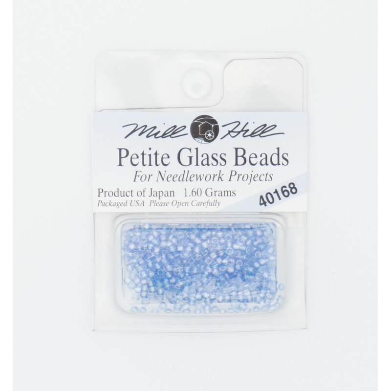 A package of Mill Hill Petite Seed Beads in the color sapphire. 