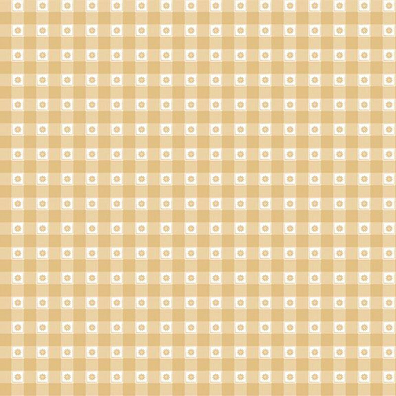 Honey yellow gingham with small yellow flowers