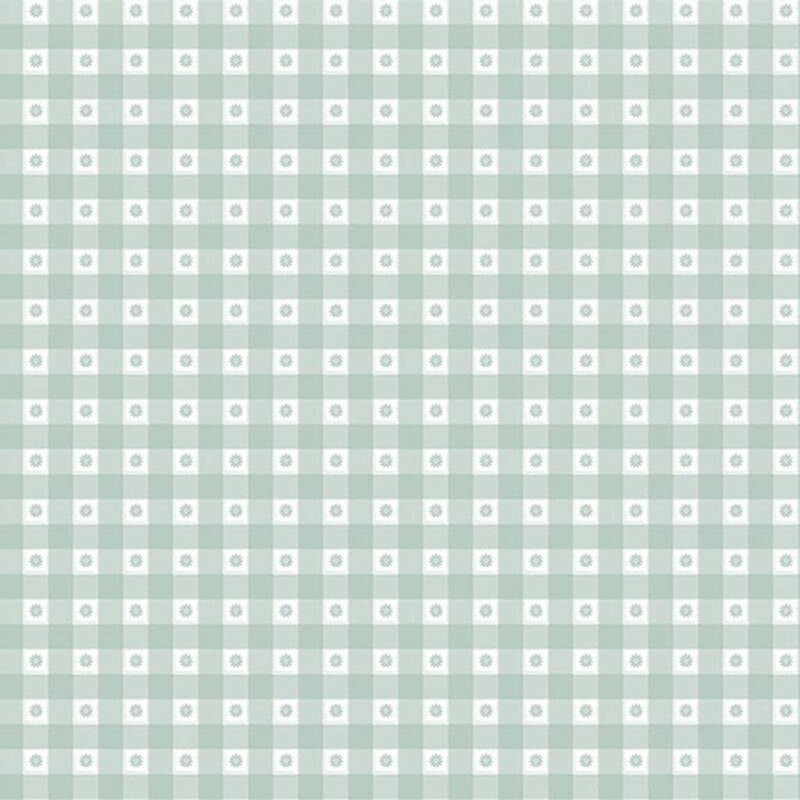 Light aqua gingham with small aqua flowers 