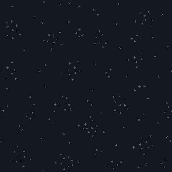 This black fabric is scattered with tiny crosses clustered together.