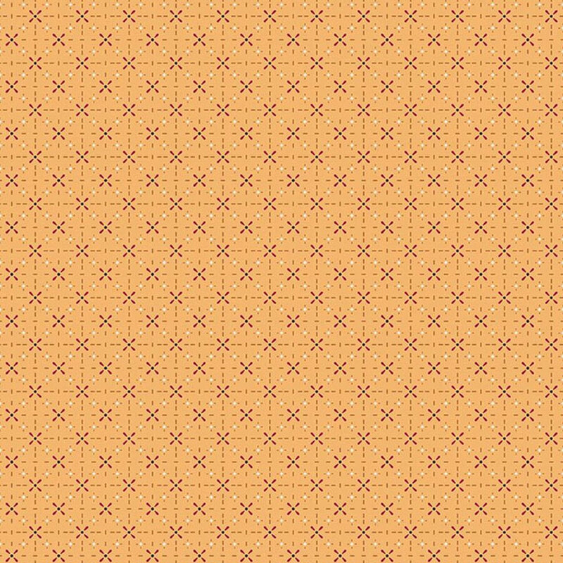 Goldenrod yellow fabric with a primitive geometric pattern