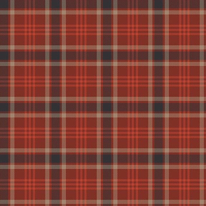 Russet red, scarlet, and charcoal plaid pattern