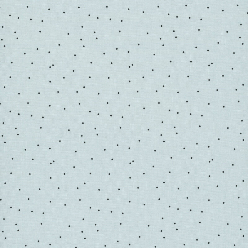 Pale Aqua fabric featuring a scattered black polka dot print.