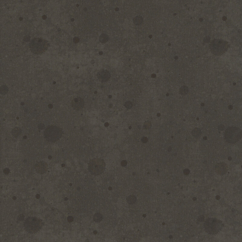 Textured, mottled charcoal fabric with tonal paint droplets