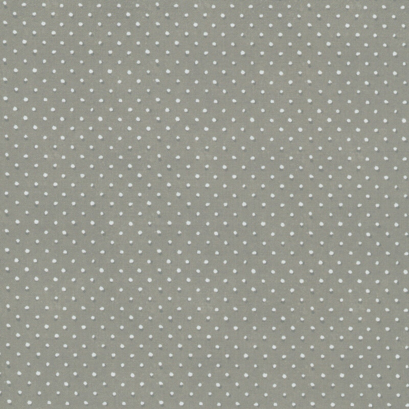 Textured, graphite gray fabric with a rustic pattern of white dots