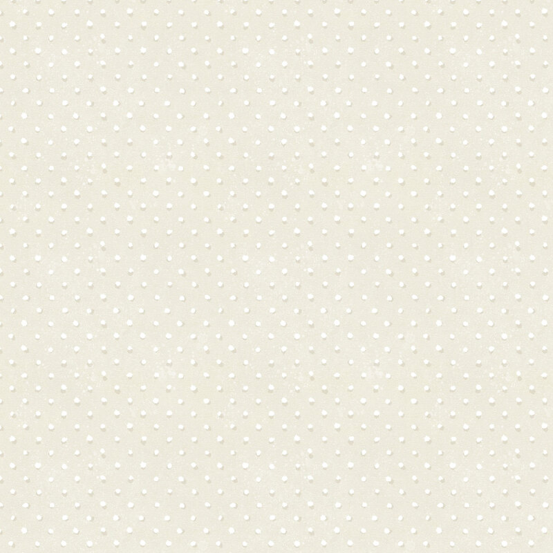 Textured, light taupe fabric with a rustic pattern of white dots