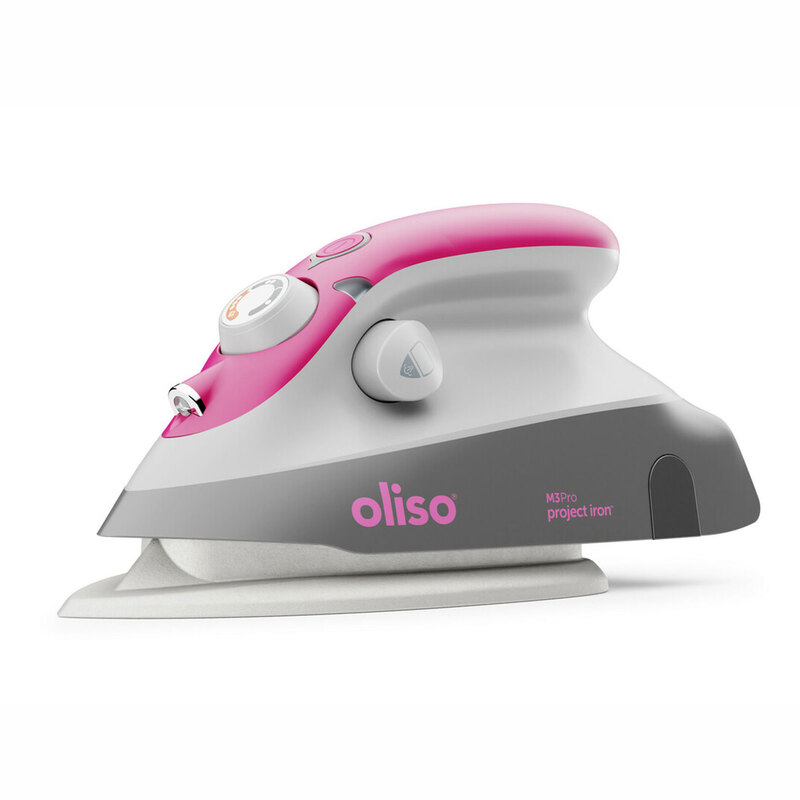 Oliso Mini Iron With Trivet - Aqua, isolated on a white background