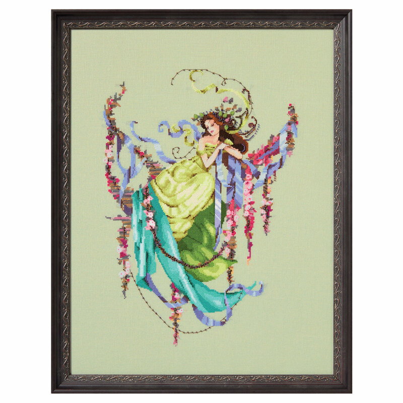 The completed Daphnes Connection cross stitch pattern by Mirabilia. 