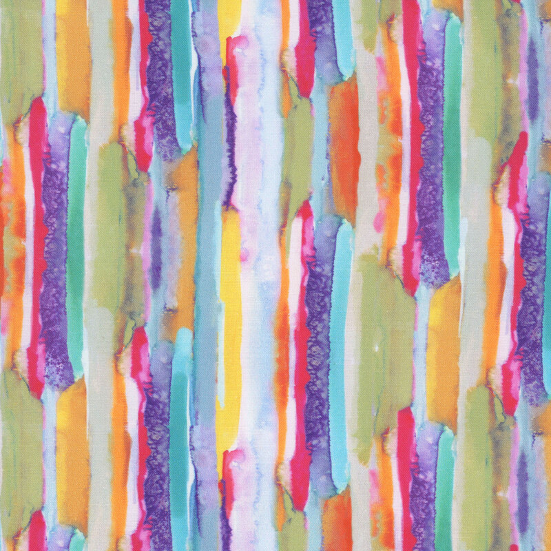 Multicolor swiped fabric featuring a natural painted texture in vertical lines.