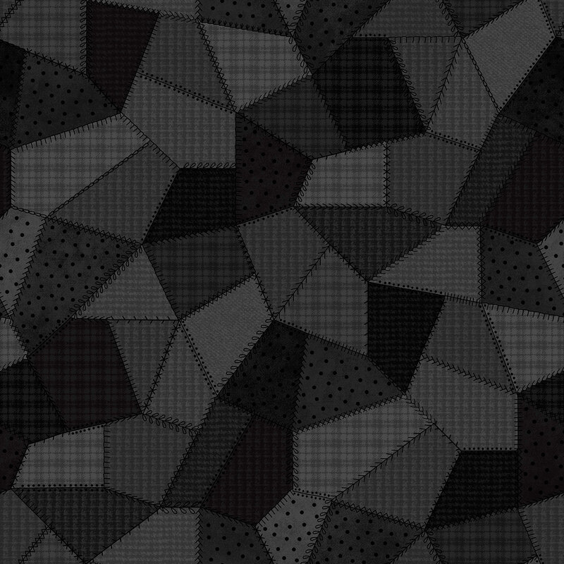 Achromatic fabric in varying styles and shades with many different patterns of flannel and dots. 