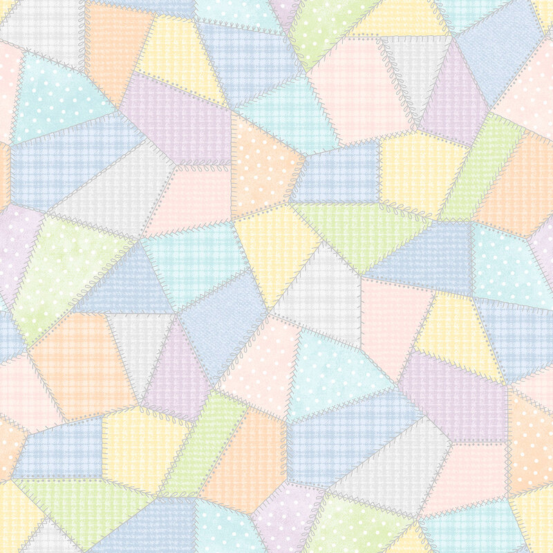 Multicolor pastel fabric in varying styles and shades with many different patterns of flannel and dots. 