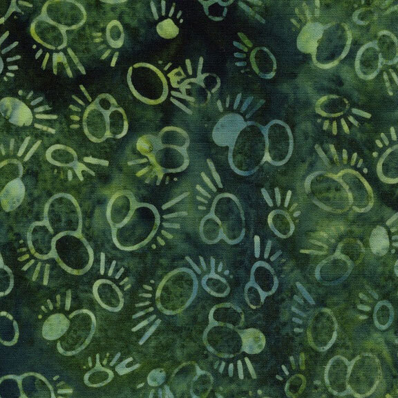 Abstract circles and dashed motifs scattered across a mottled spruce background.