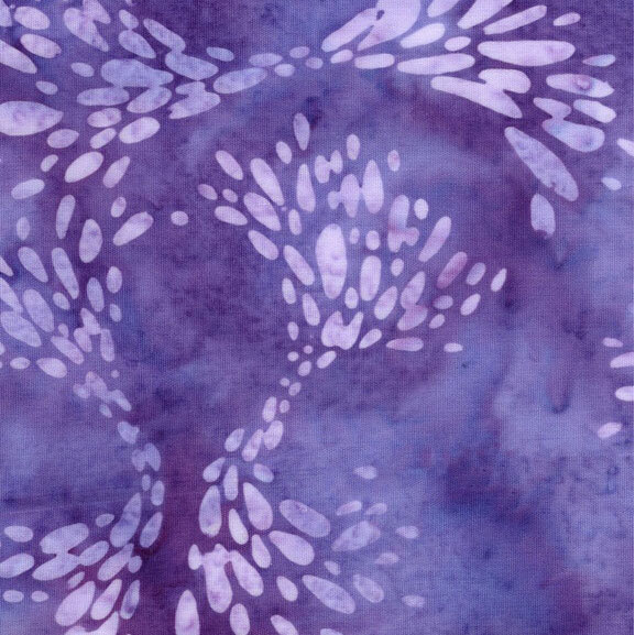 Swirling petal-shaped motifs across a mottled wisteria background.