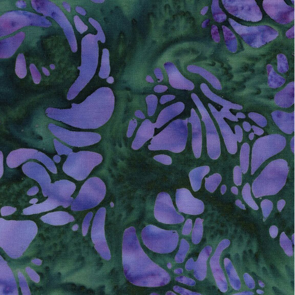 Mottled pathalo fabric with purple organic shapes scattered throughout.