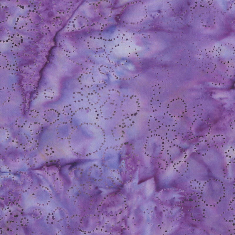 Hyacinth and blue marble background with black dotted circles scattered throughout.
