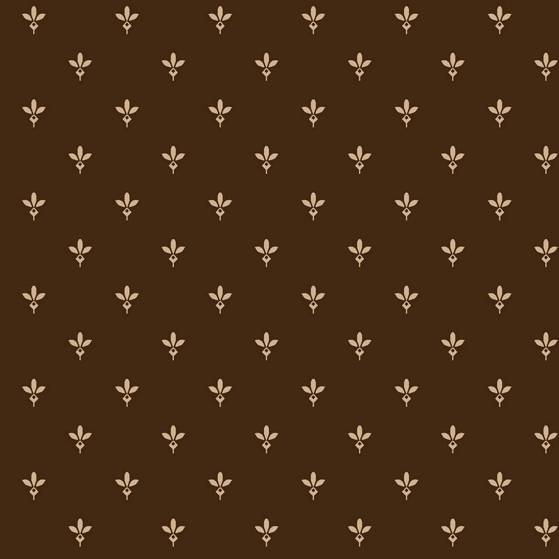 Dark brown fabric with a pattern of primitive beige leaf motifs