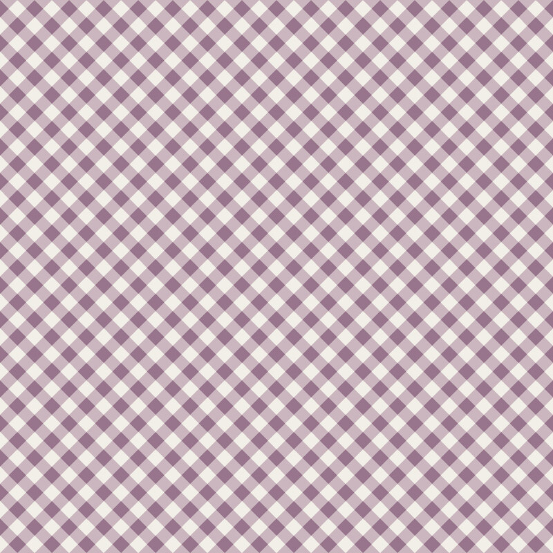 Light plum gingham design on top of a cream fabric.