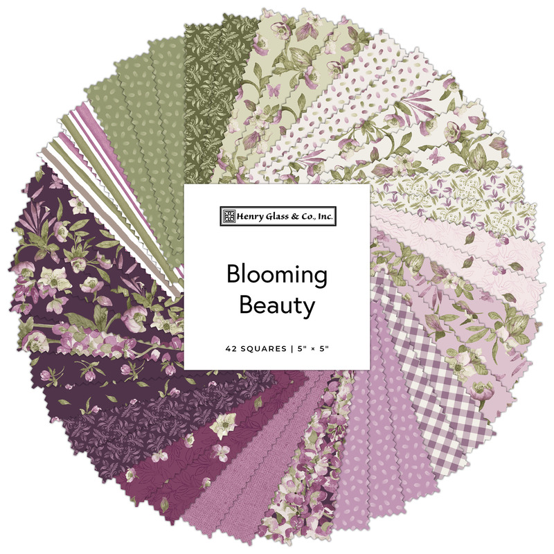Fanned out circular collage of the Blooming Beauty 5" square precut. 