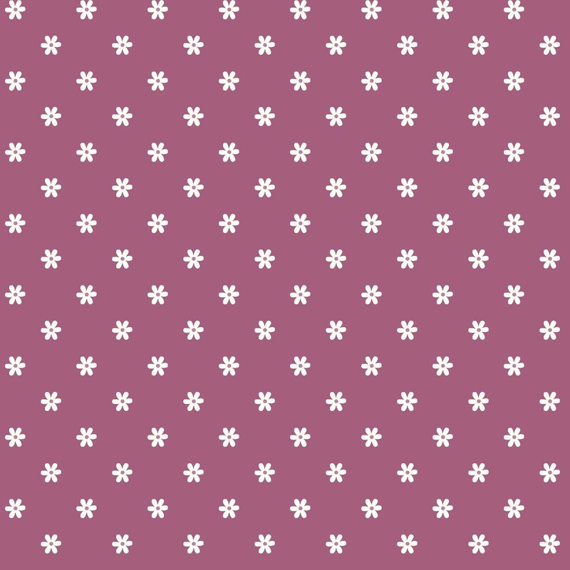 Dark magenta fabric with an evenly spaced pattern of small white daisies