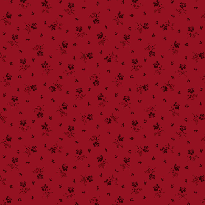 Dark red fabric with ditsy tossed wine red florals.