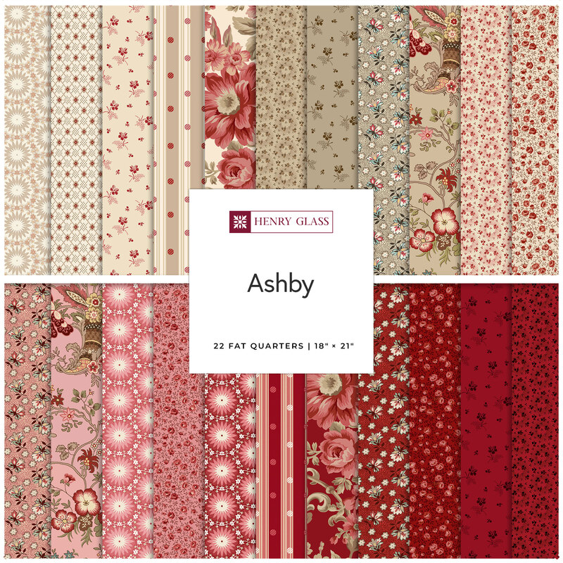 Collage of the Fat Quarter Bundle from the Ashby fabric collection.