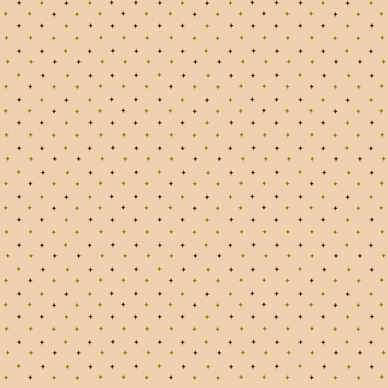 Light latte fabric with diagonal grid pattern of earth tone green diamonds.
